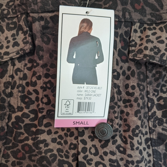Nine West Sarah Denim Jean Jacket leopard print - Picture 8 of 10